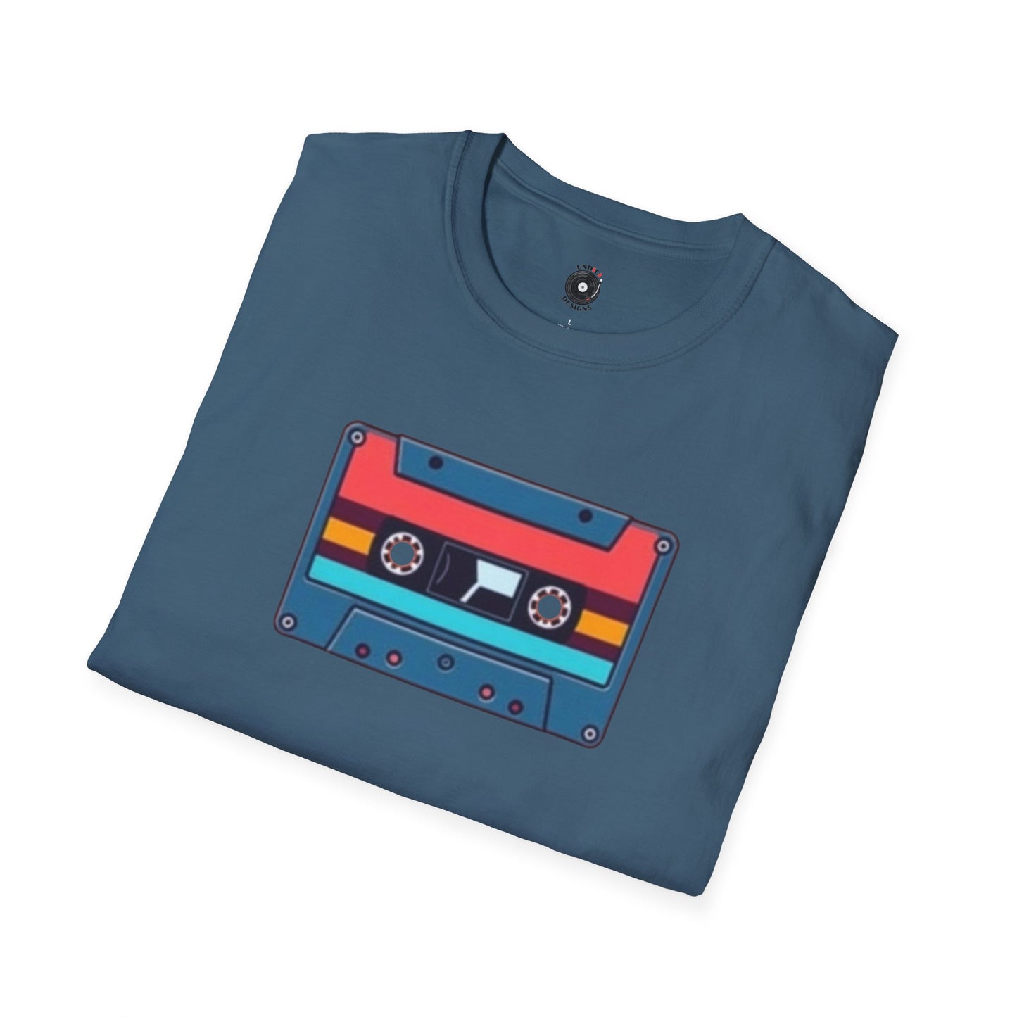 Retro red and blue cassette tape graphic.