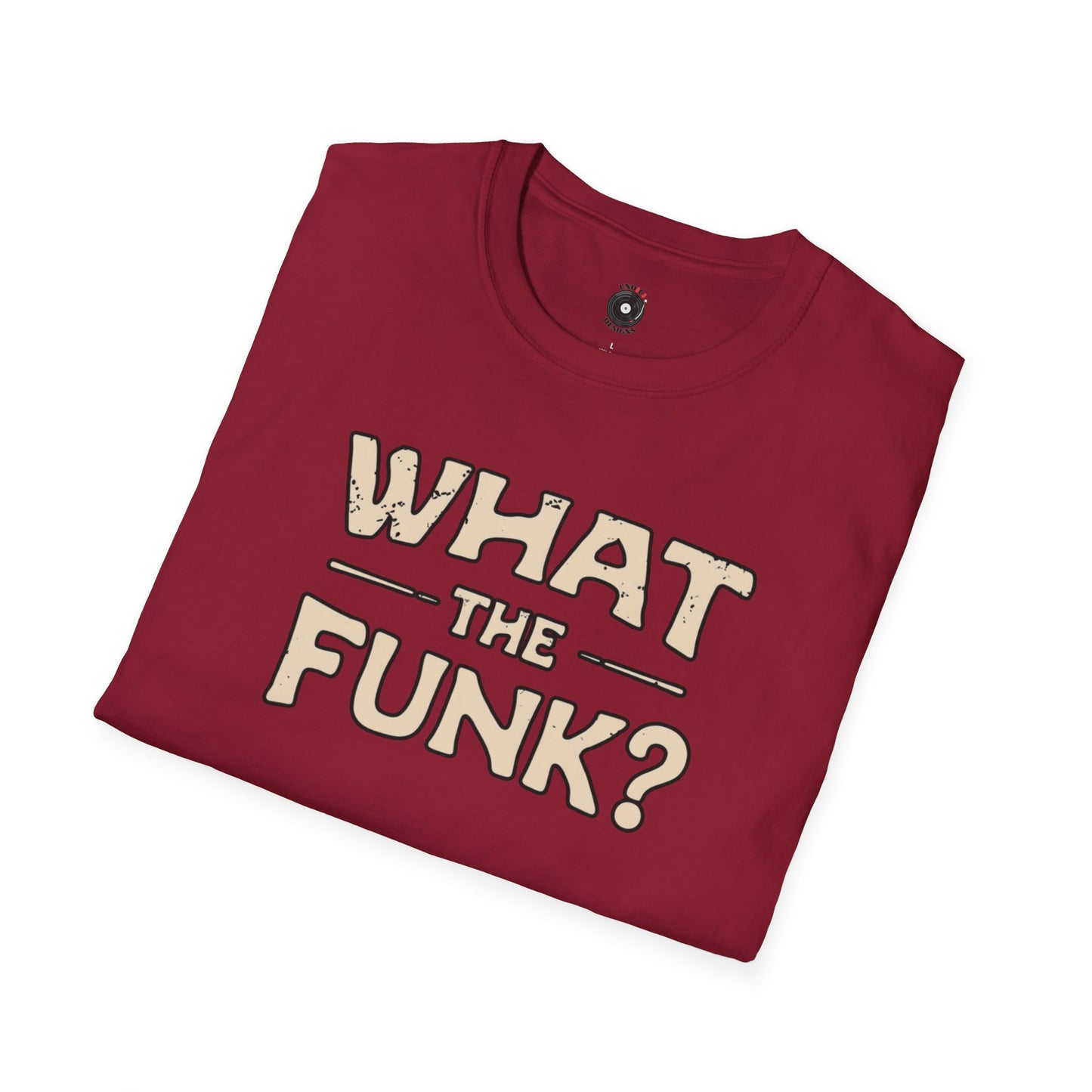 "What the funk? in vintage style text.