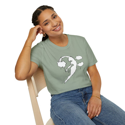 Bass clef in woman silhouette graphic.