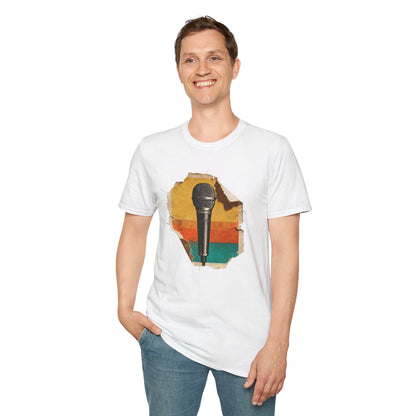 Retro microphone card cutout graphic