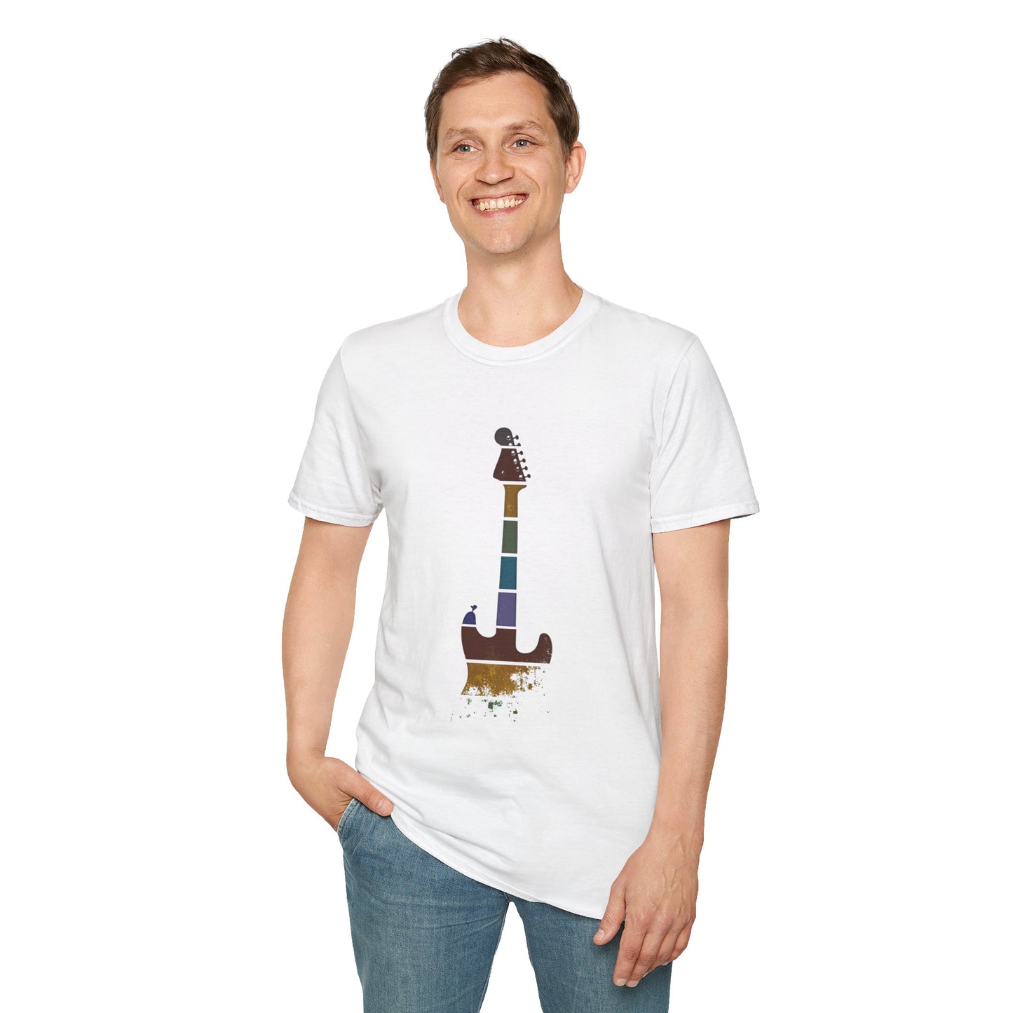 Retro sunset grunge strat style silhouette