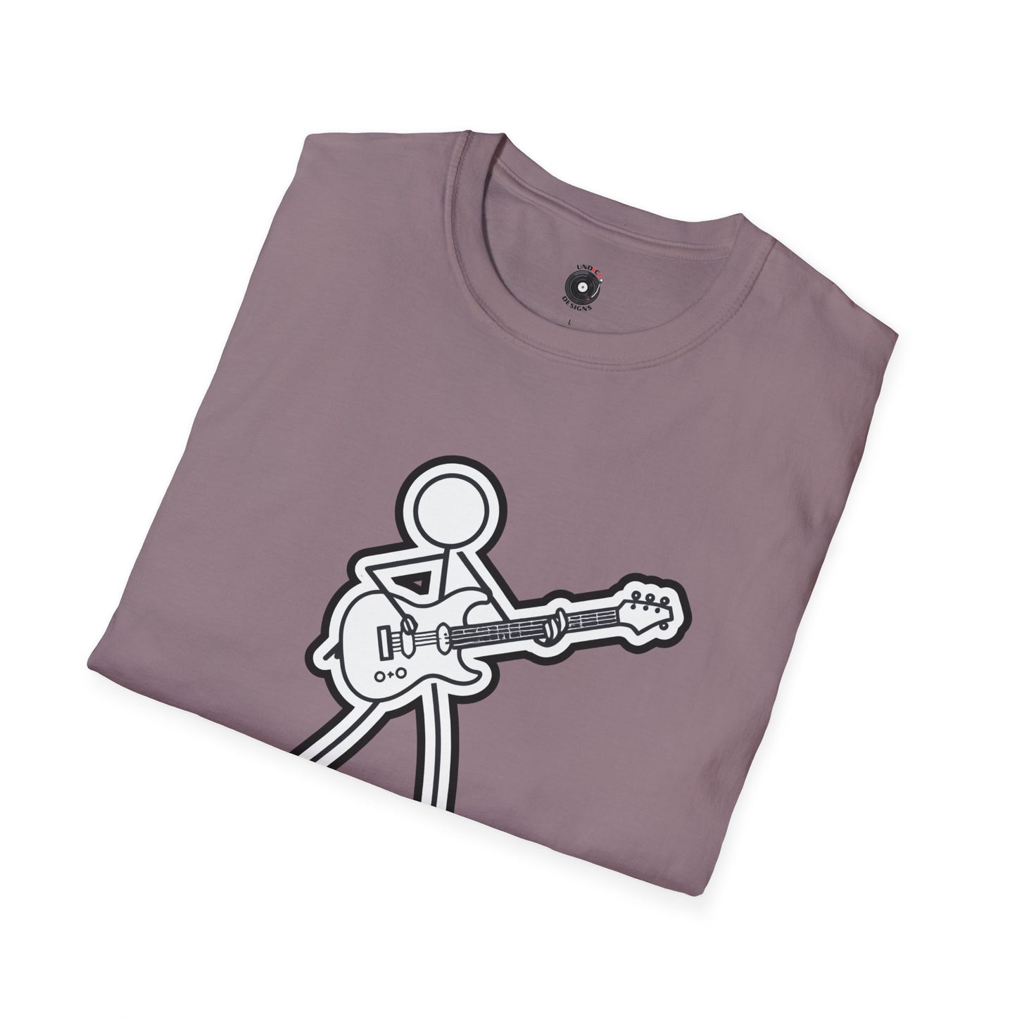 Stick figure playing guitar