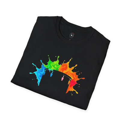 Colorful drum silhouette in a vibrant splash graphic.