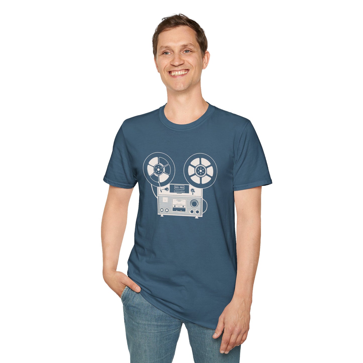 Antique reel to reel graphic.