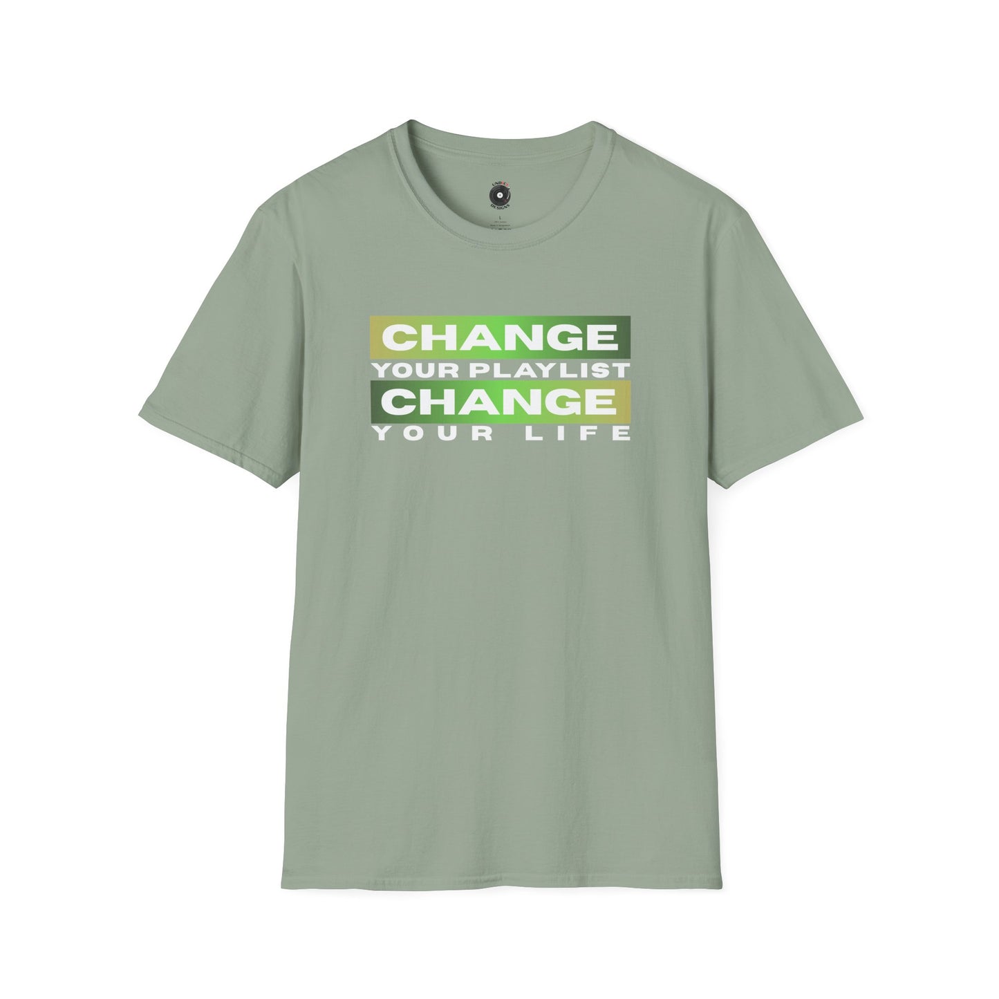 "Change your playlist, change your life" in gradient color
