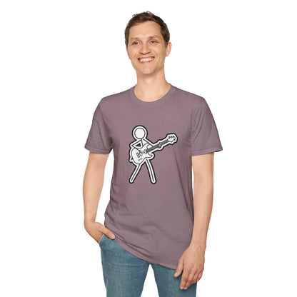 Stick figure playing guitar