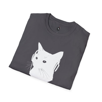 silhouette of kitten wearing headphones