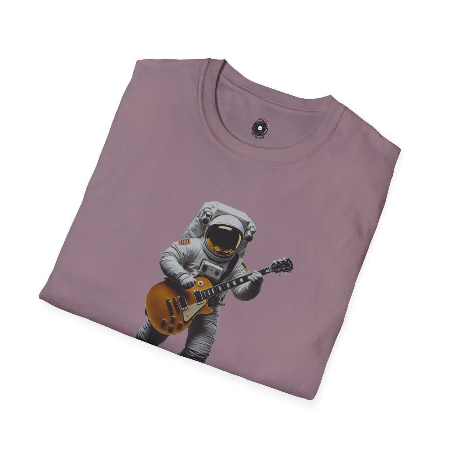 Astronaut in space playing guitar