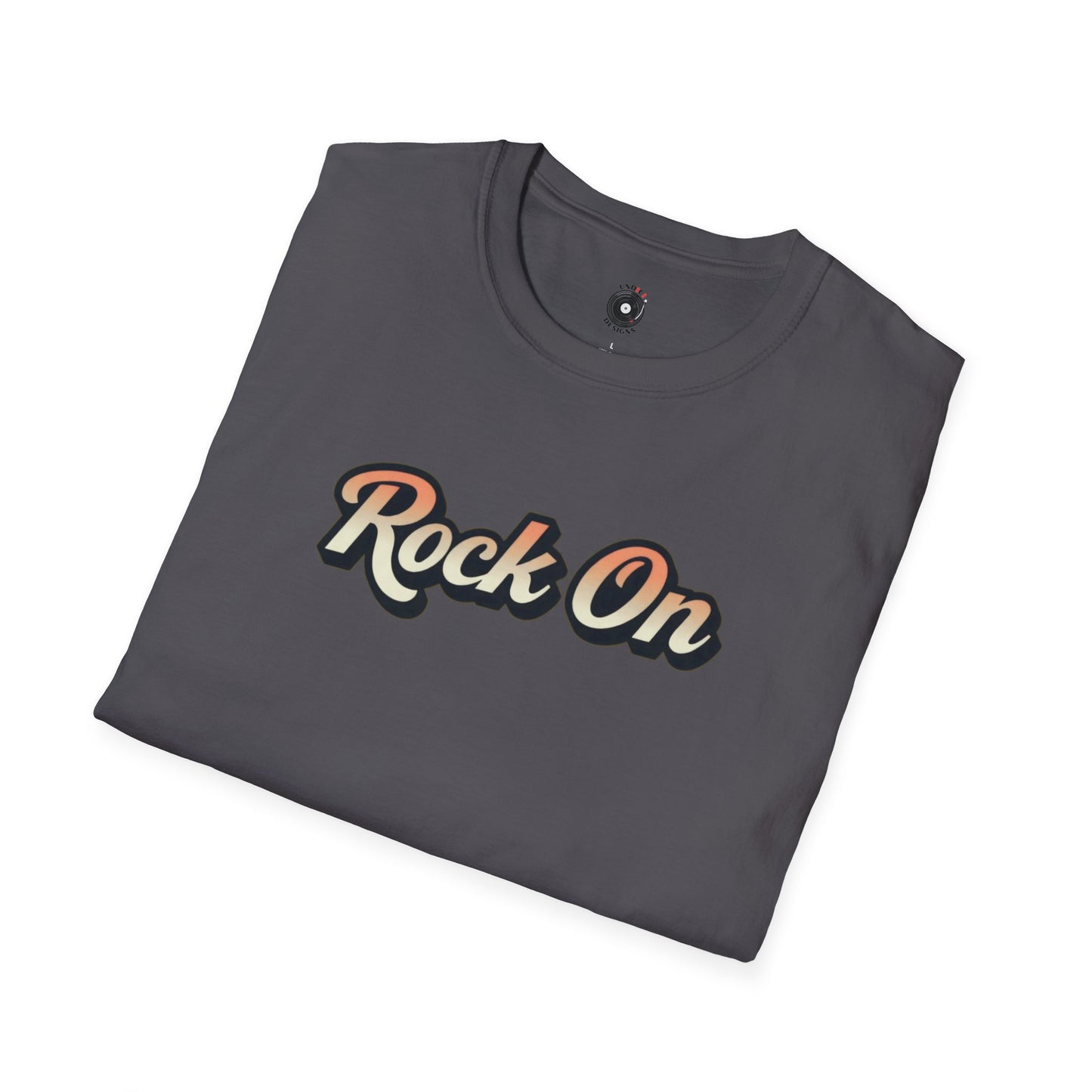 "Rock On" in vintage type.