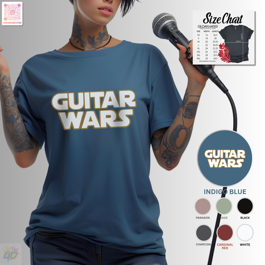 "Guitar Wars" graphic tee.