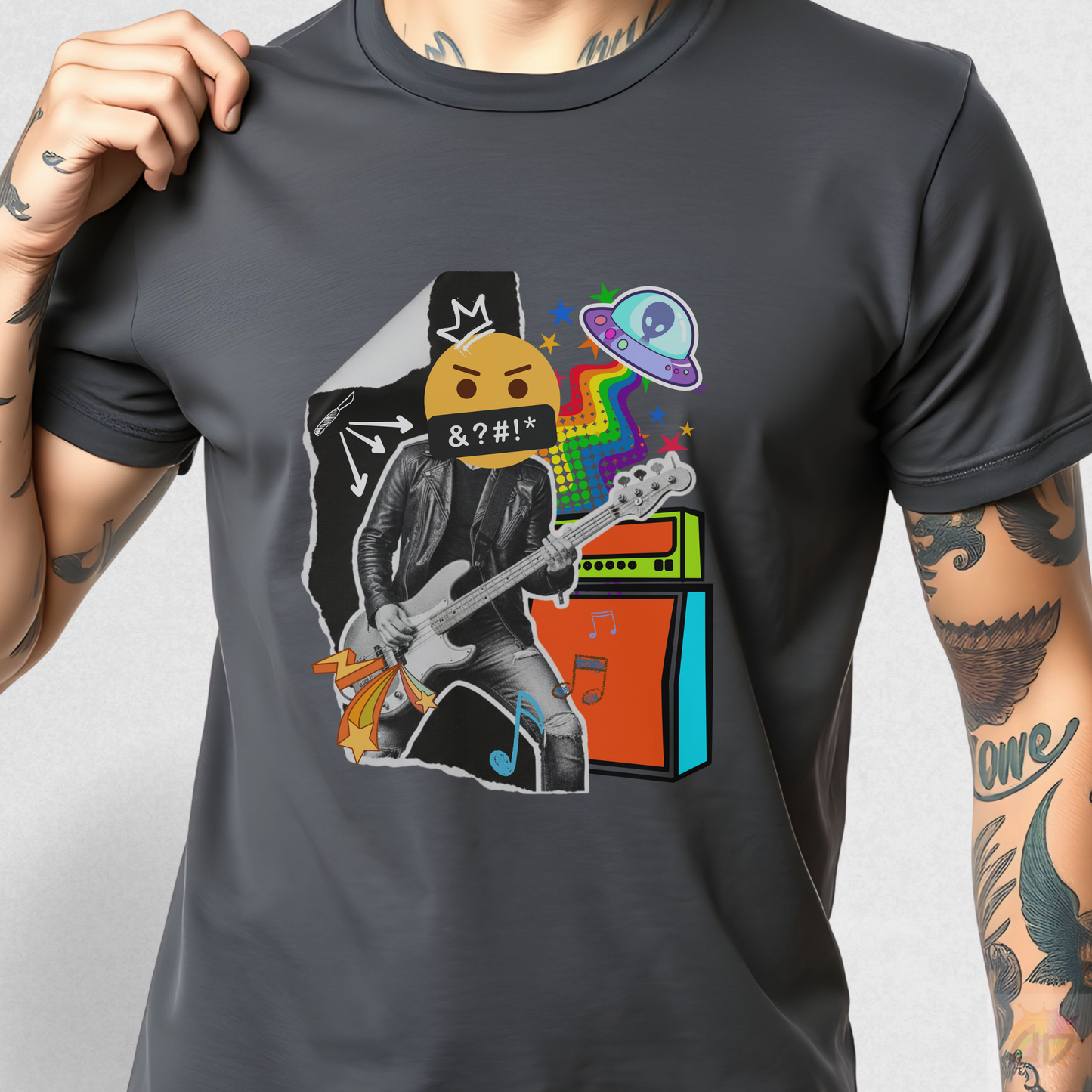 Bass Player Graffiti Graphic Tee.