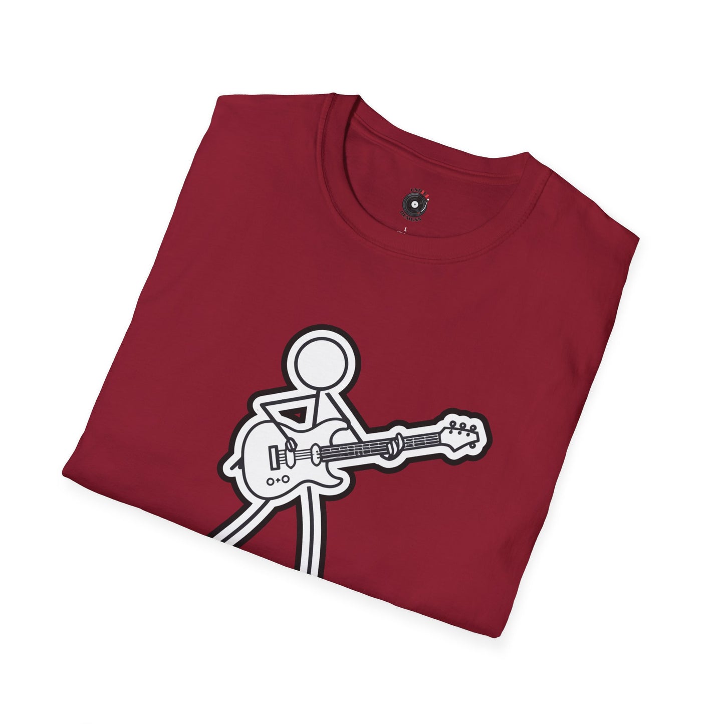 Stick figure playing guitar