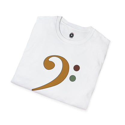 Multi-colored bass clef graphic tee