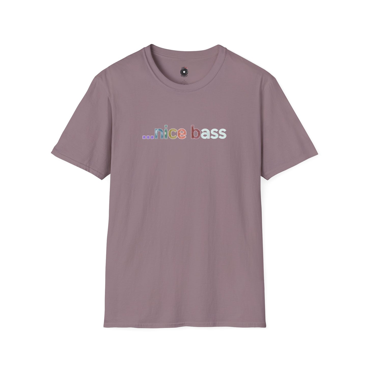 "...Nice Bass" in Colorful Pixelated Graphic Tee.