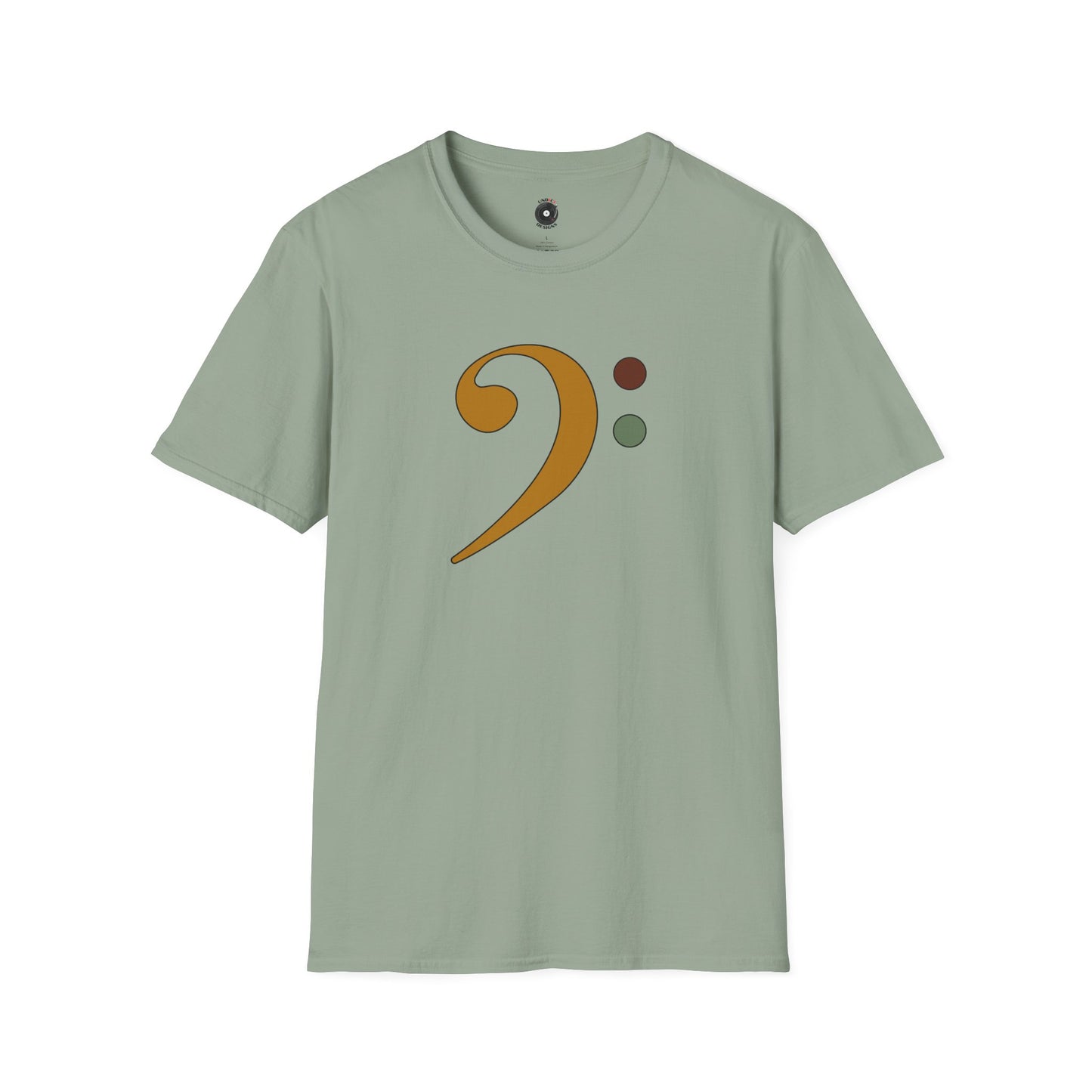 Multi-colored bass clef graphic tee