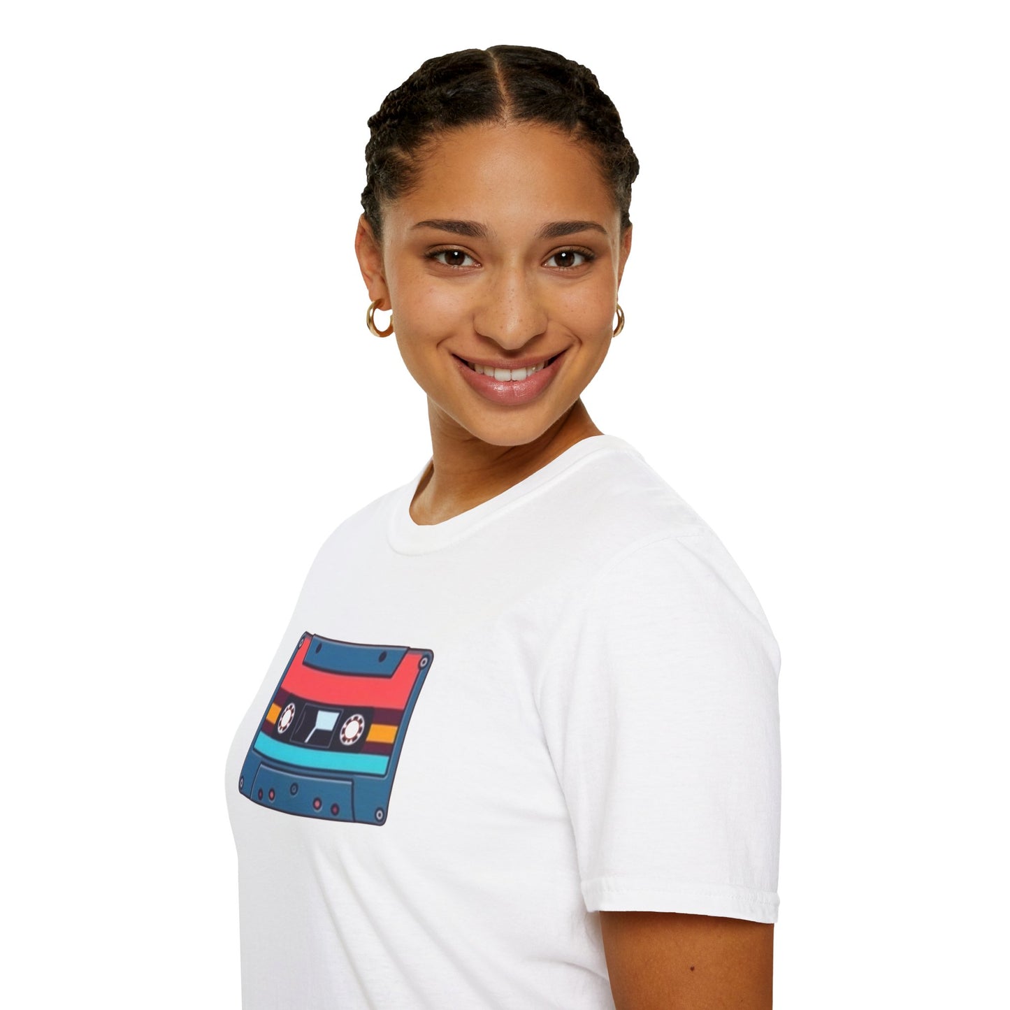 Retro red and blue cassette tape graphic.