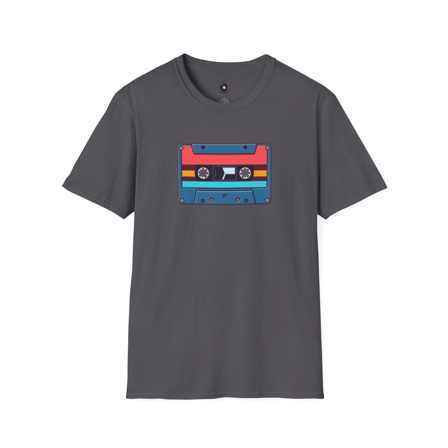 Retro red and blue cassette tape graphic.