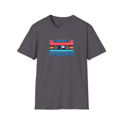 Retro red and blue cassette tape graphic.