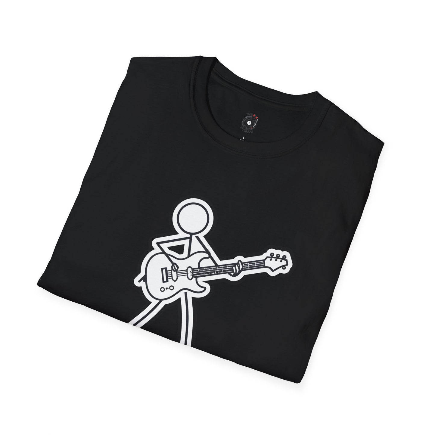 Stick figure playing guitar