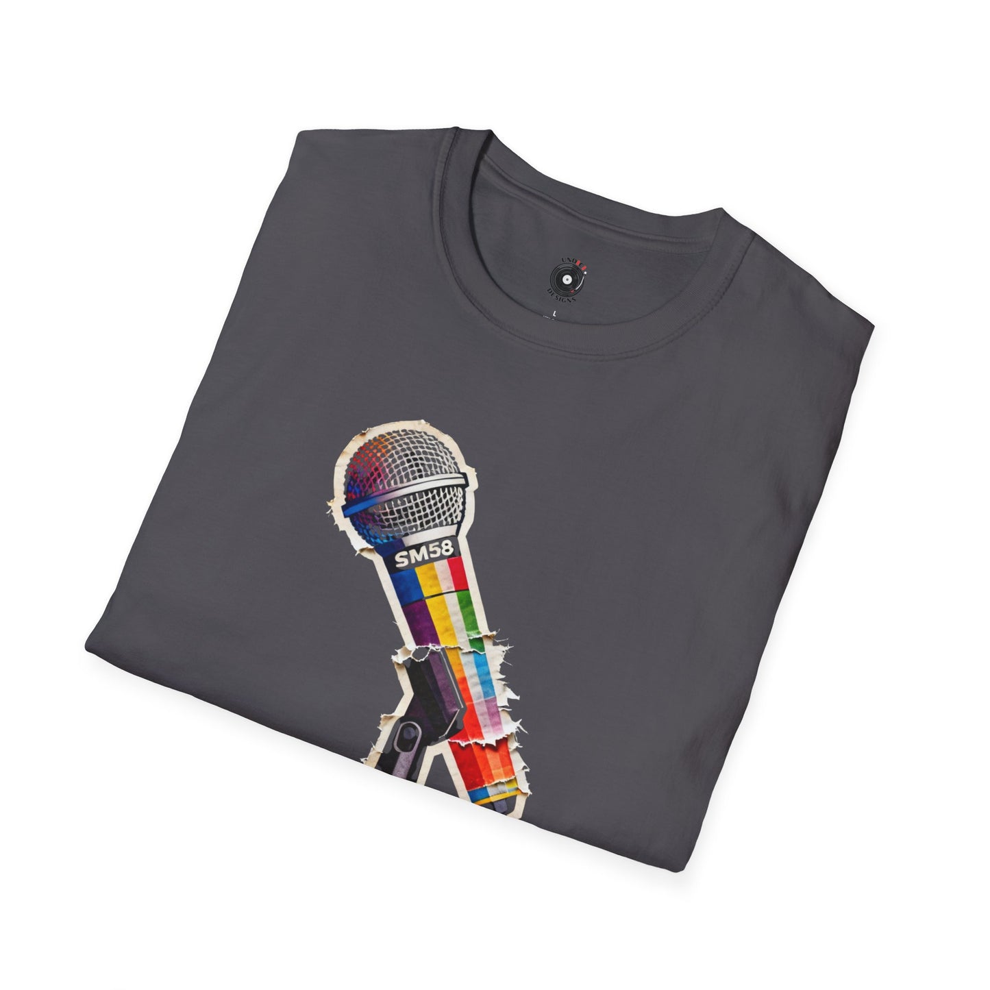 Colorful microphone cutout graphic