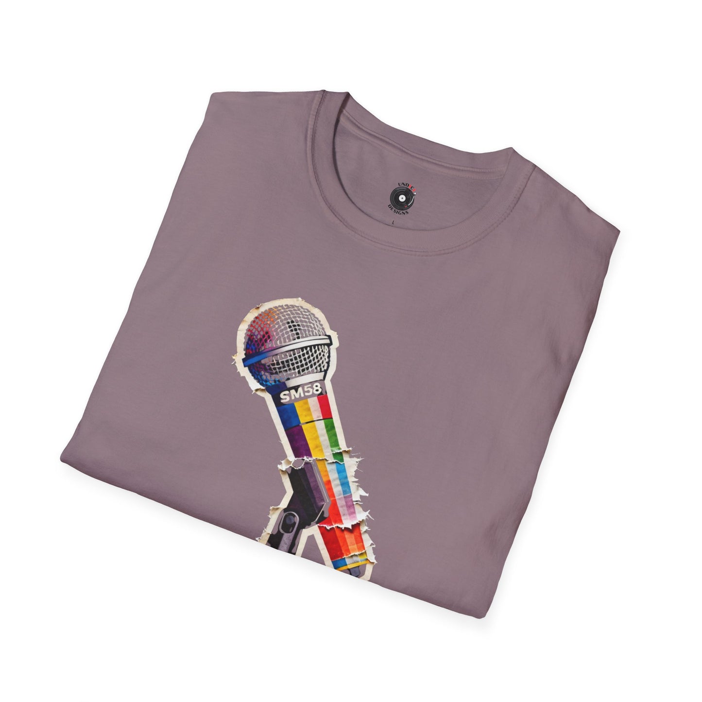 Colorful microphone cutout graphic