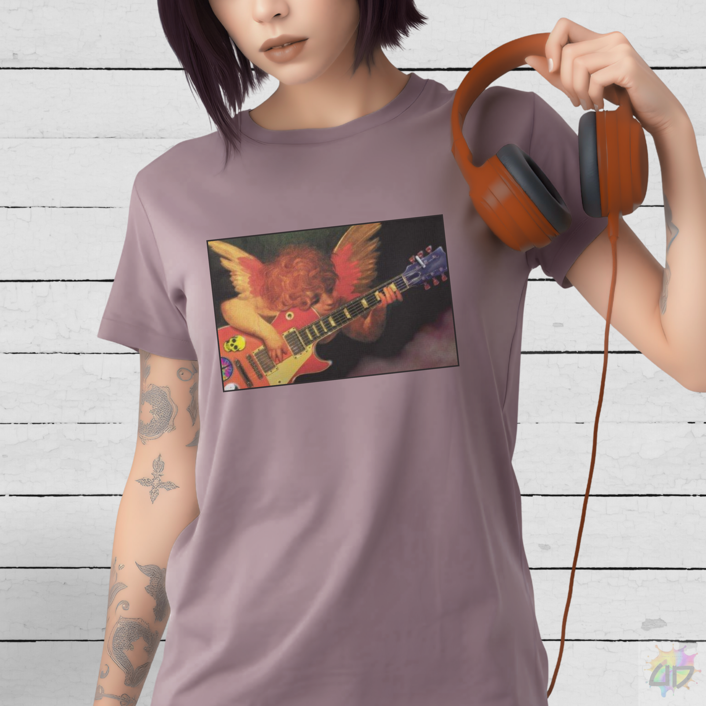 Cherub Playing Guitar Graphic Tee.