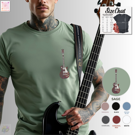 psychedelic LP style guitar pocket graphic tee