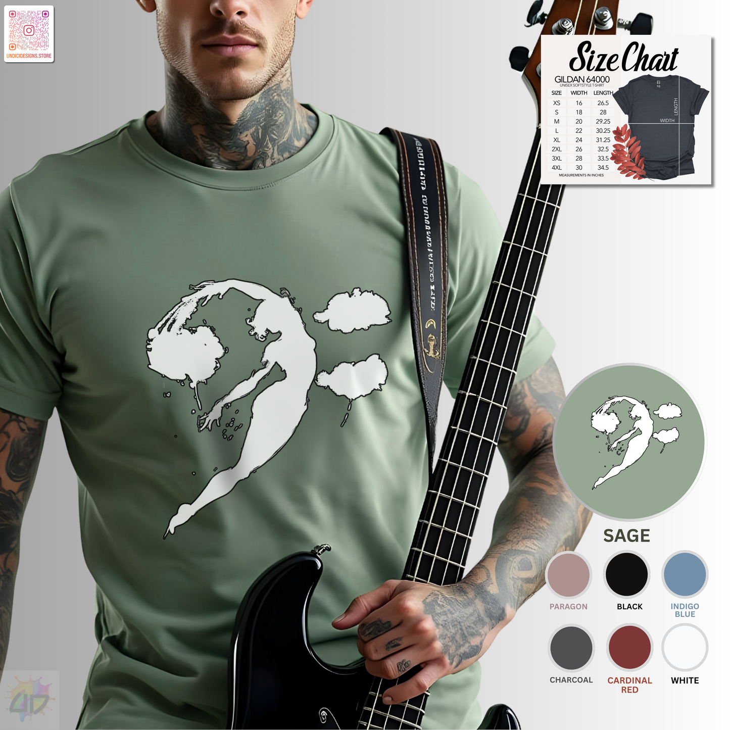 Bass clef in woman silhouette graphic tee.