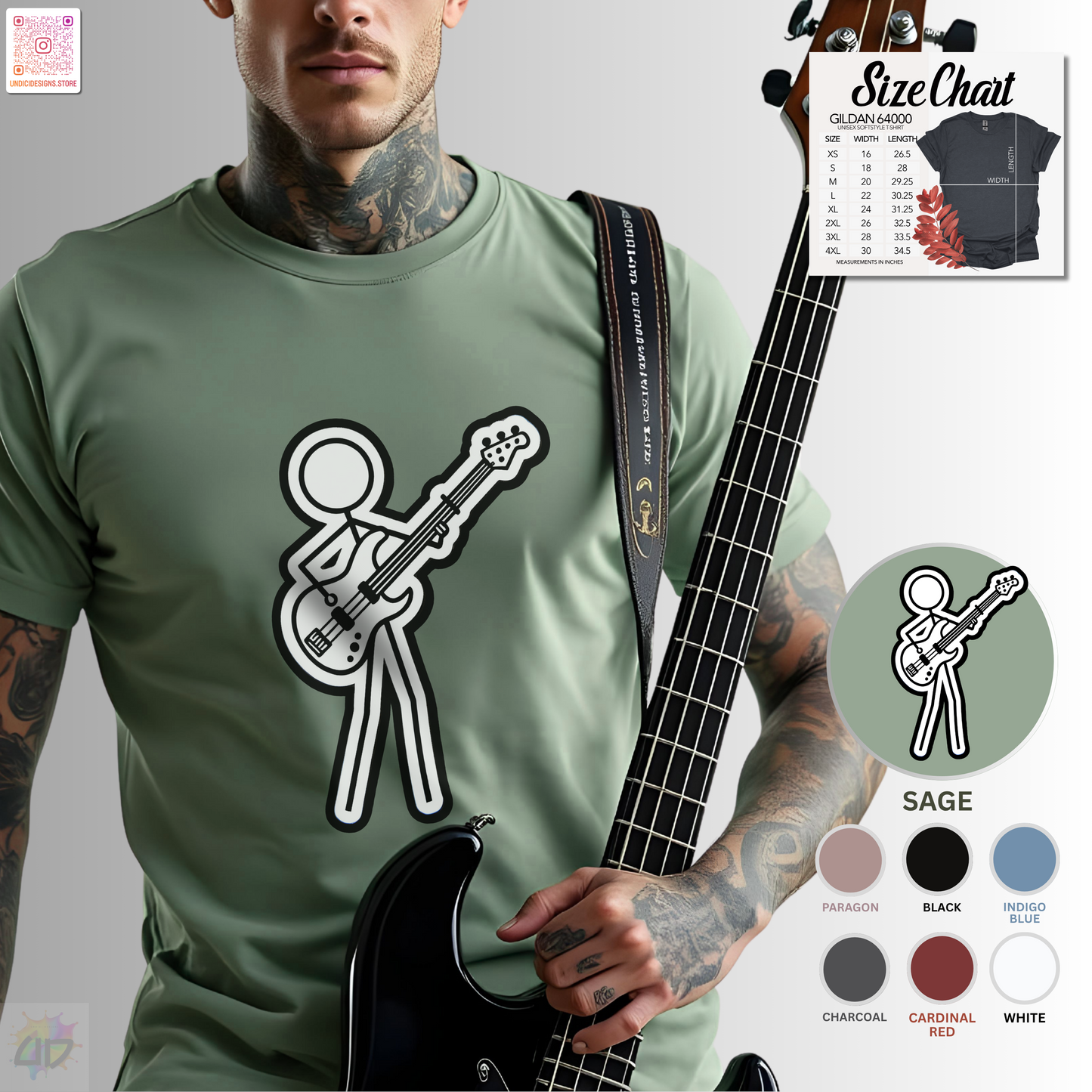 Joe Stick on the bass graphic tee