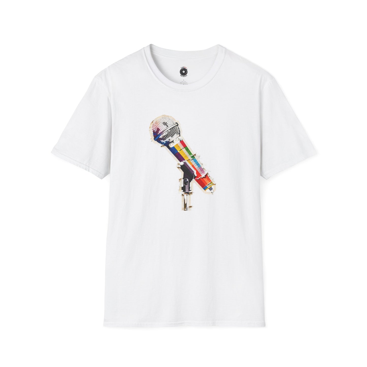 Colorful microphone cutout graphic