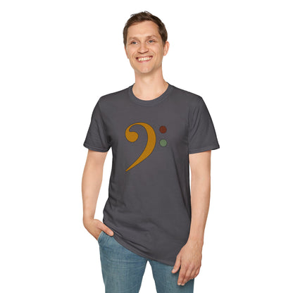 Multi-colored bass clef graphic tee