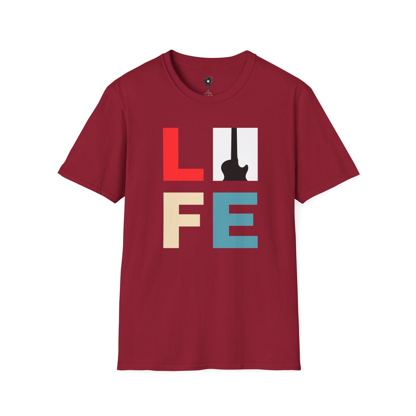 "LIFE" in Color with Guitar Graphic Tee.