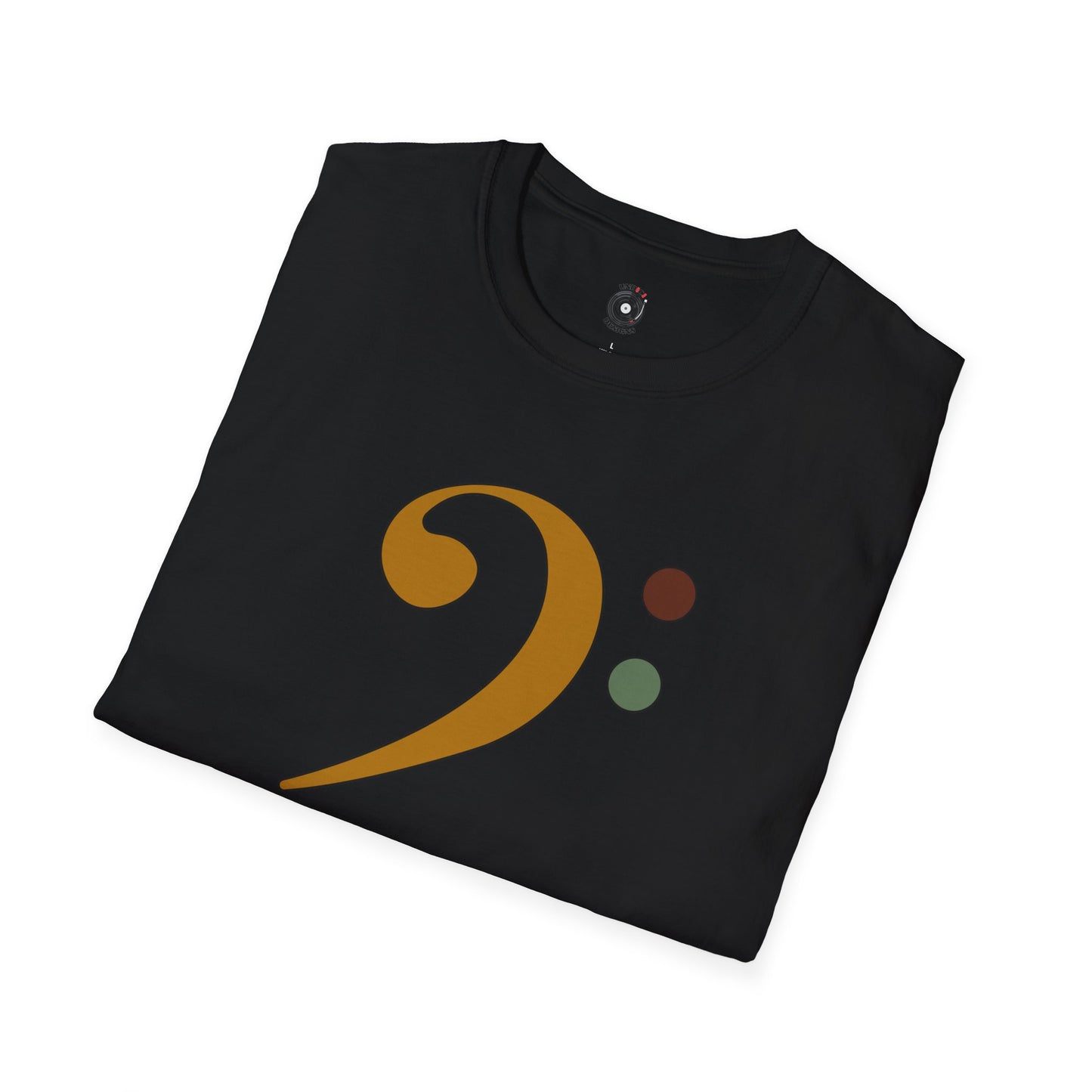 Multi-colored bass clef graphic tee