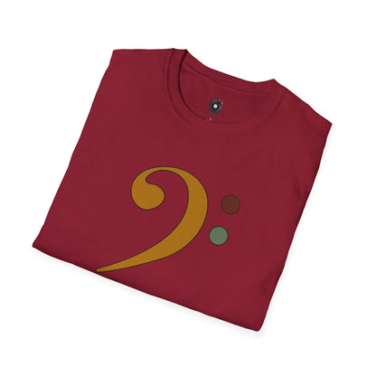 Multi-colored bass clef graphic tee