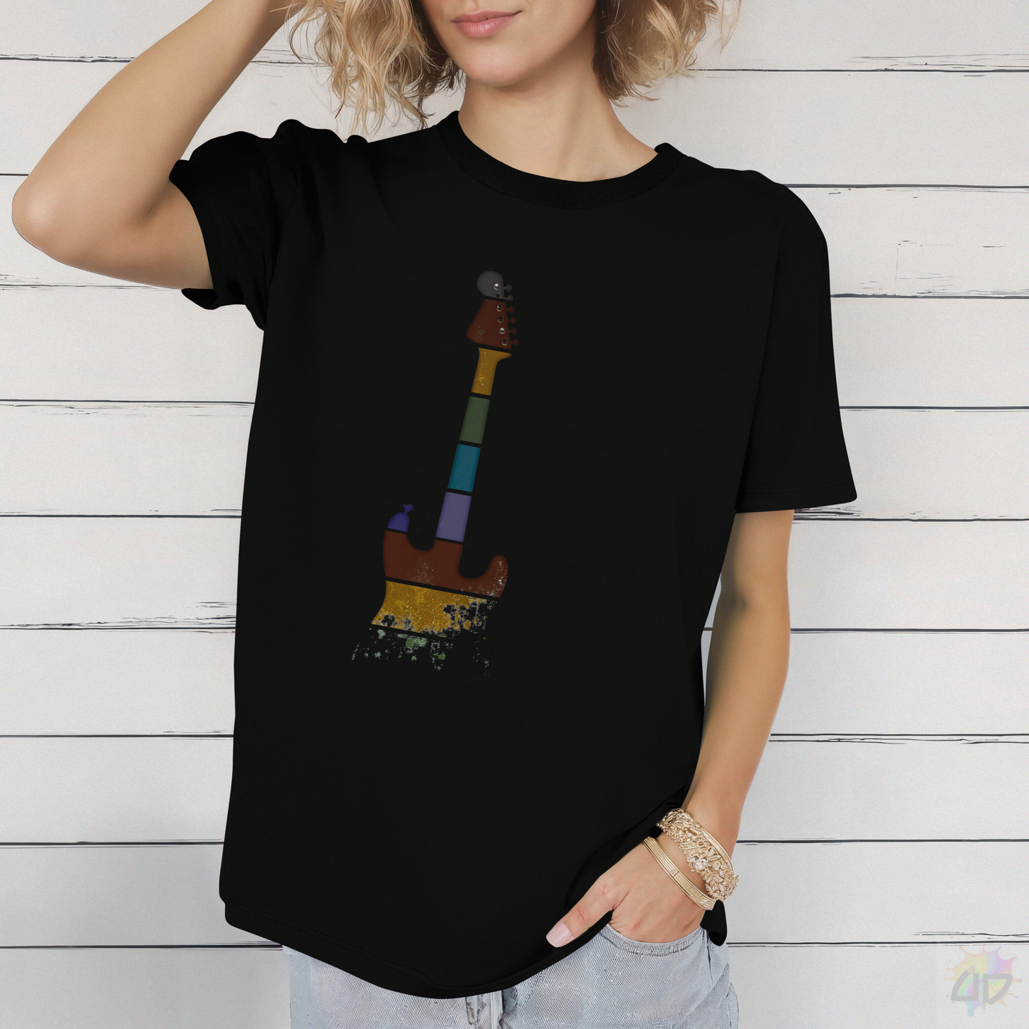 Retro Sunset Strat Style Graphic Tee.