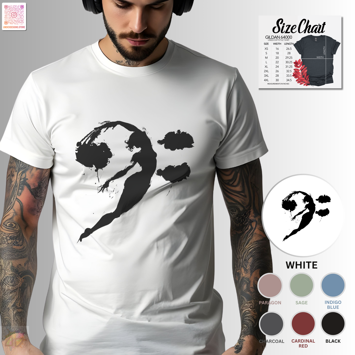 Bass clef in woman silhouette graphic tee.