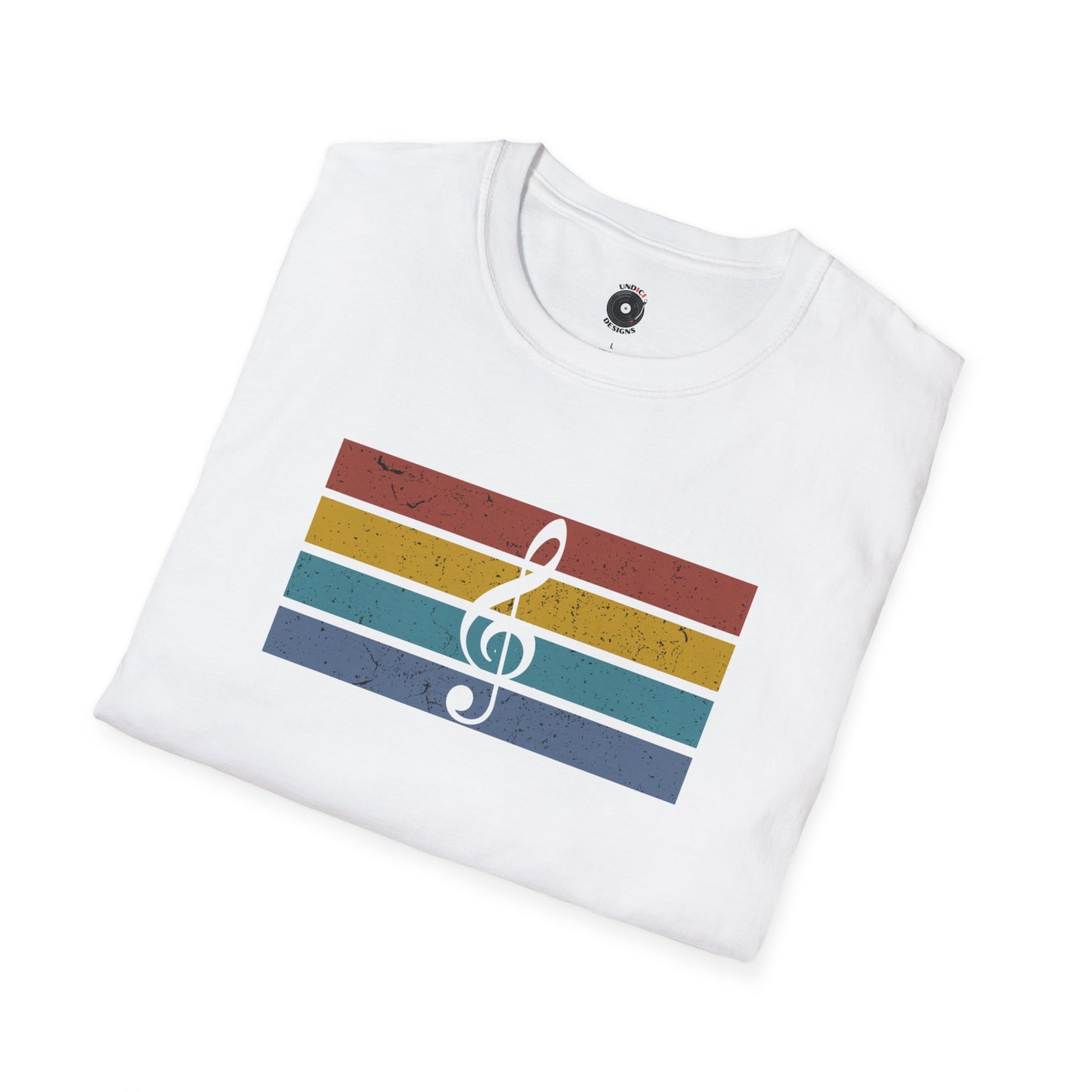 Treble clef on retro sunset