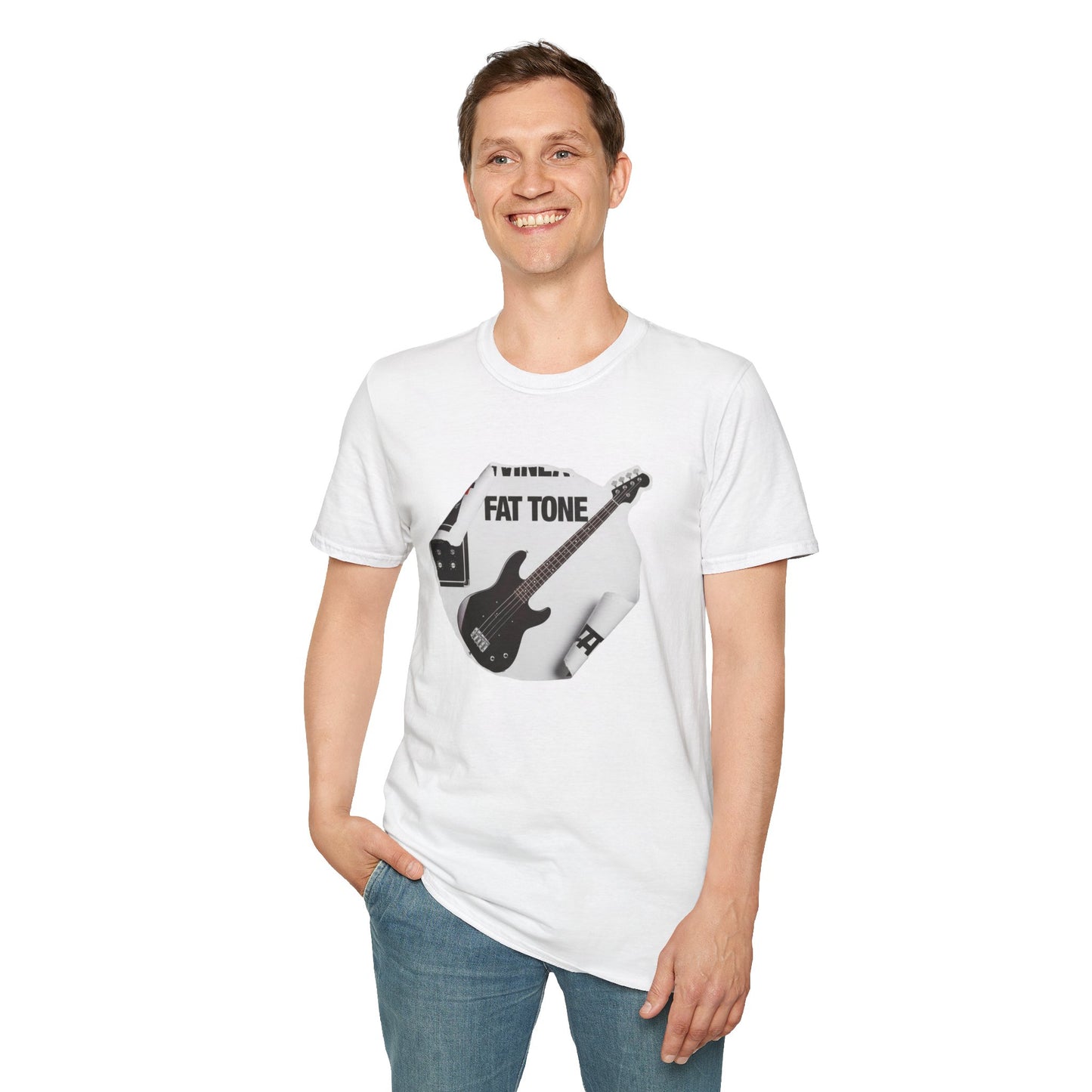 "Fat Tone" black bass cutout graphic