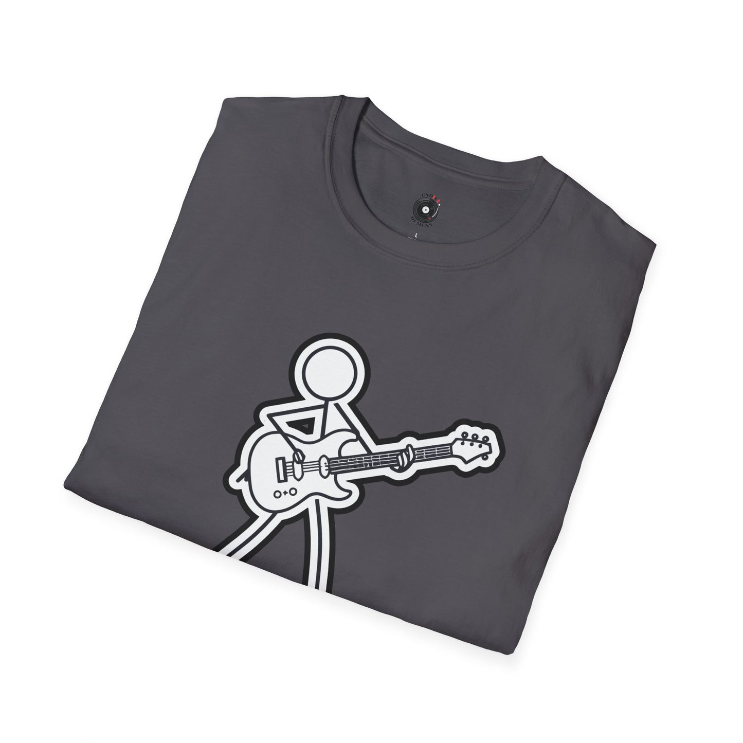 Stick figure playing guitar