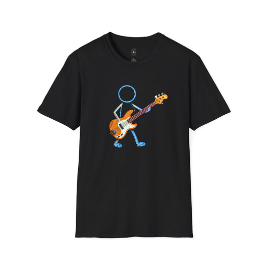 Bass player in crayon graphic