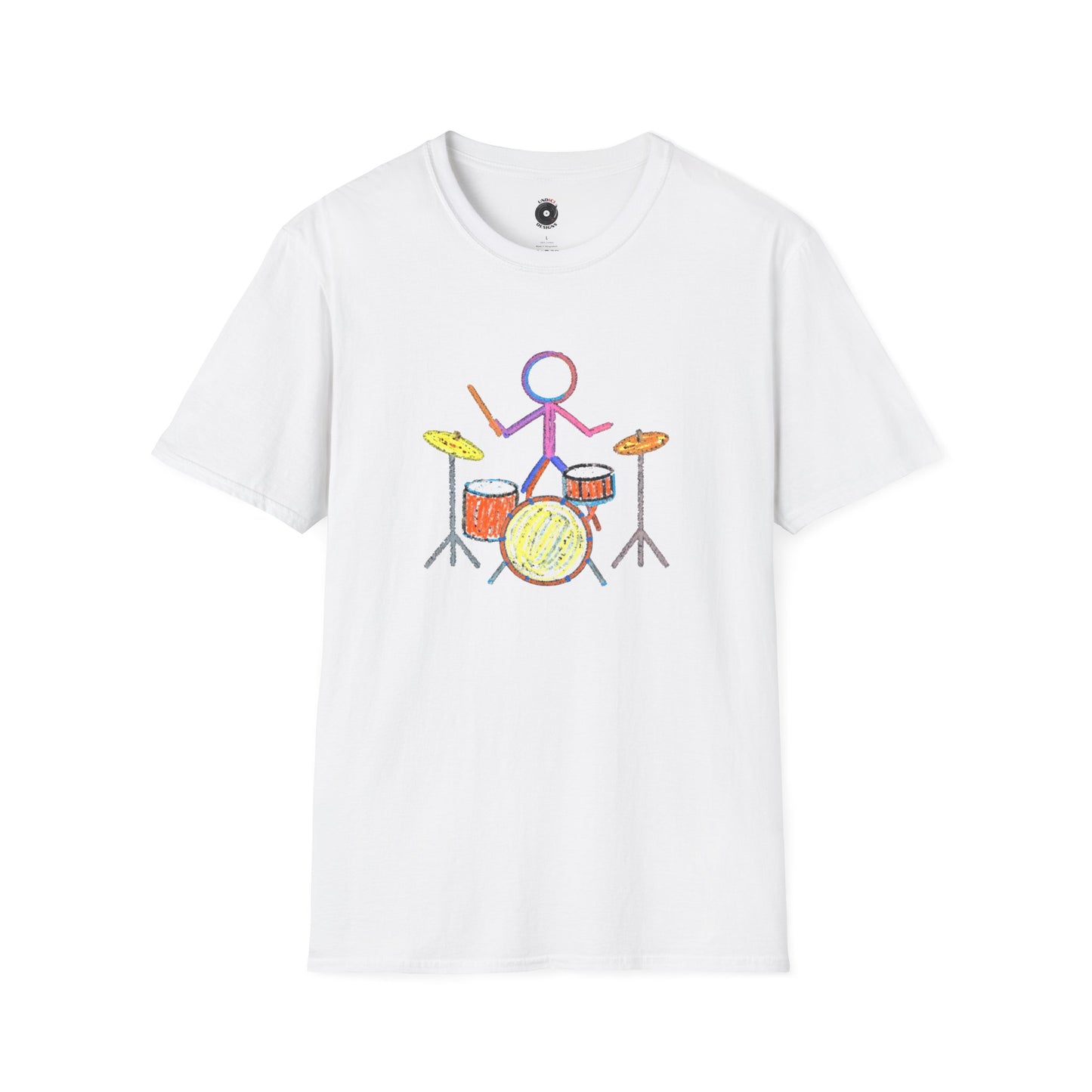 Drummer in crayon graphic