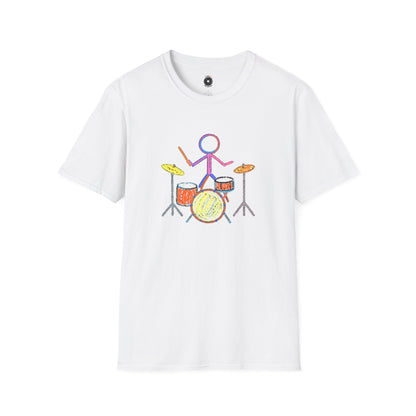 Drummer in crayon graphic