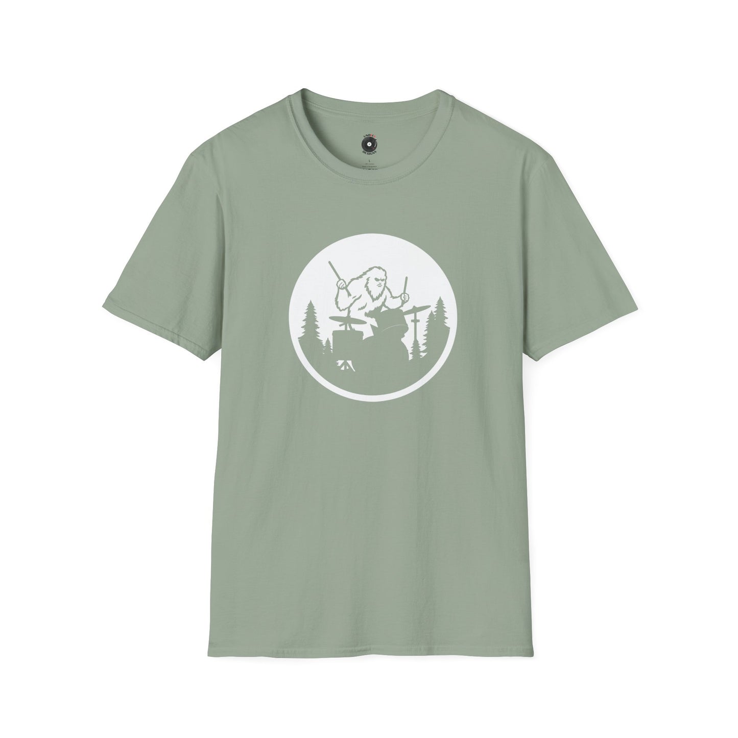 Big Foot Silhouette Playing Drums Graphic Tee.