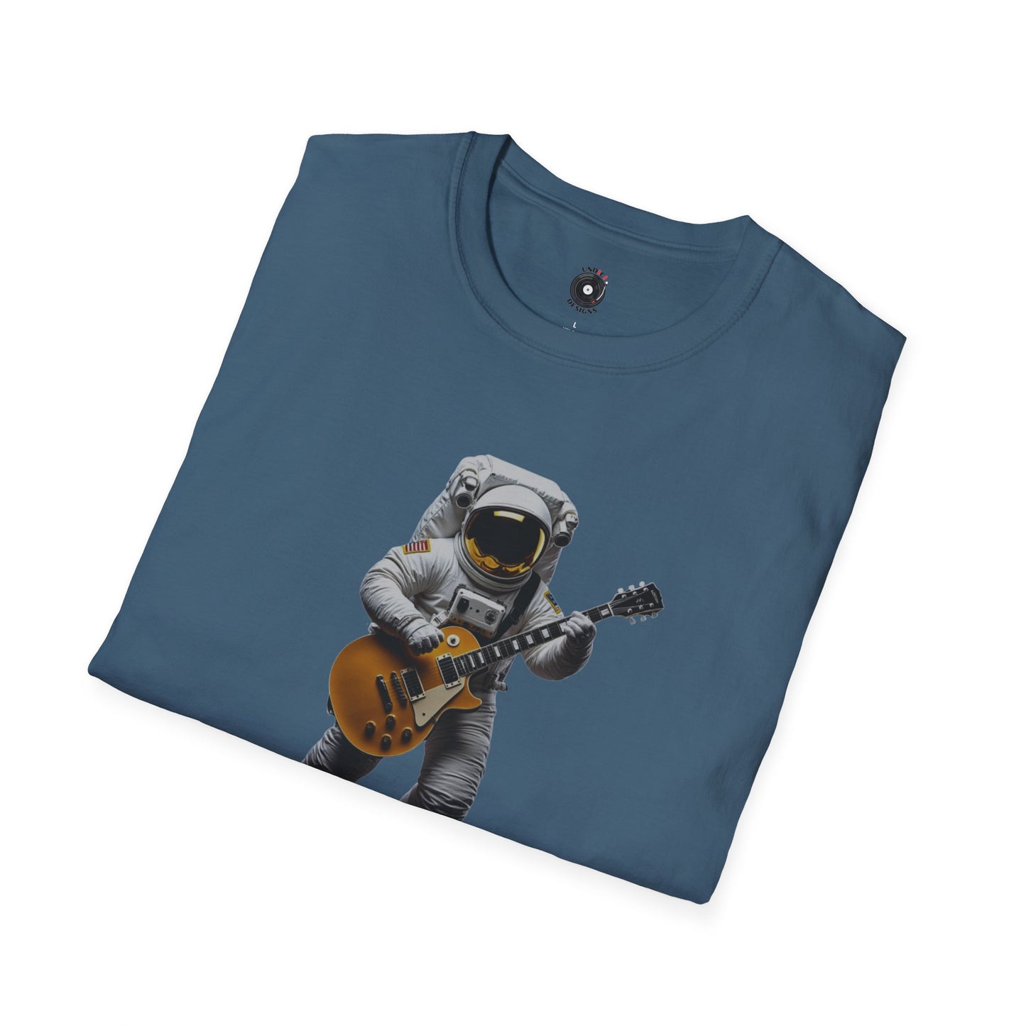 Astronaut in space playing guitar
