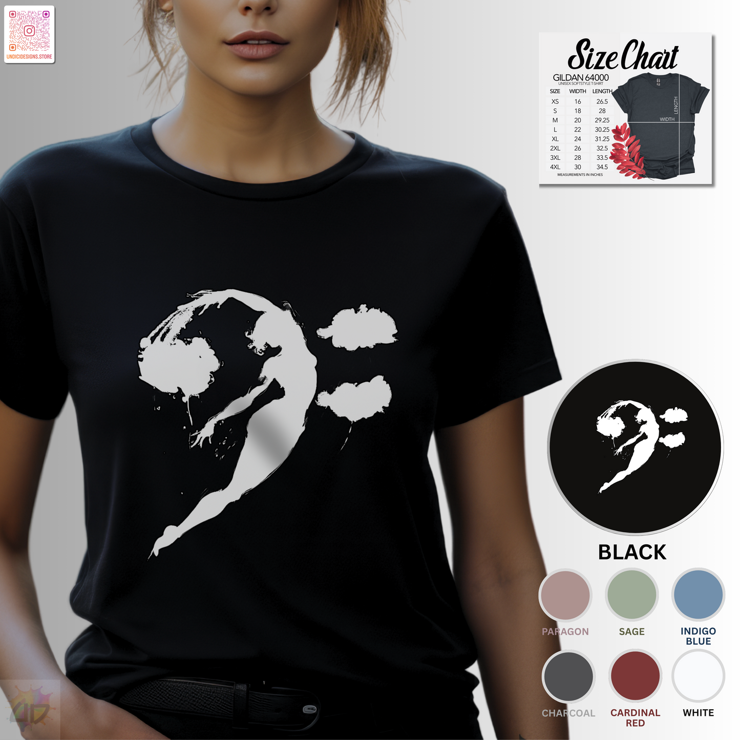 Bass clef in woman silhouette graphic tee.