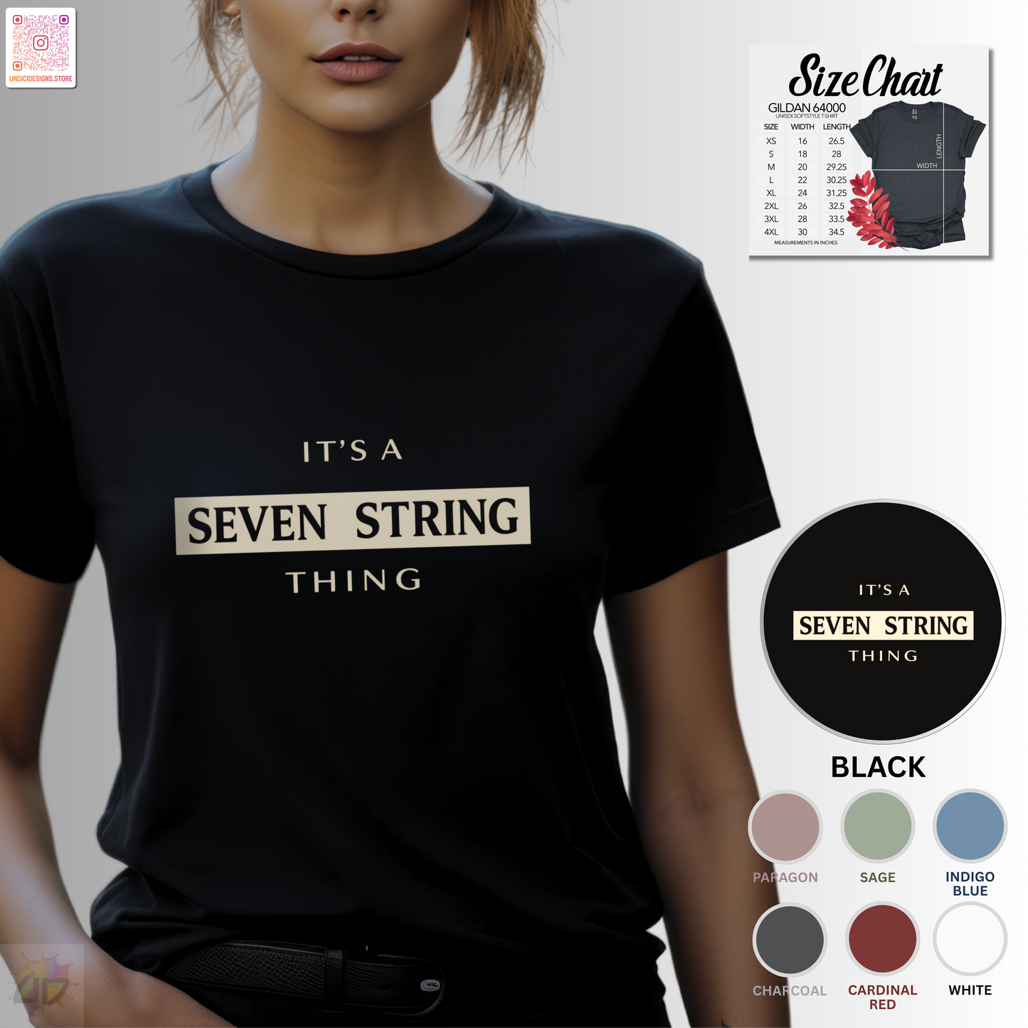 "It's a seven-string thing" with single highlight graphic tee.