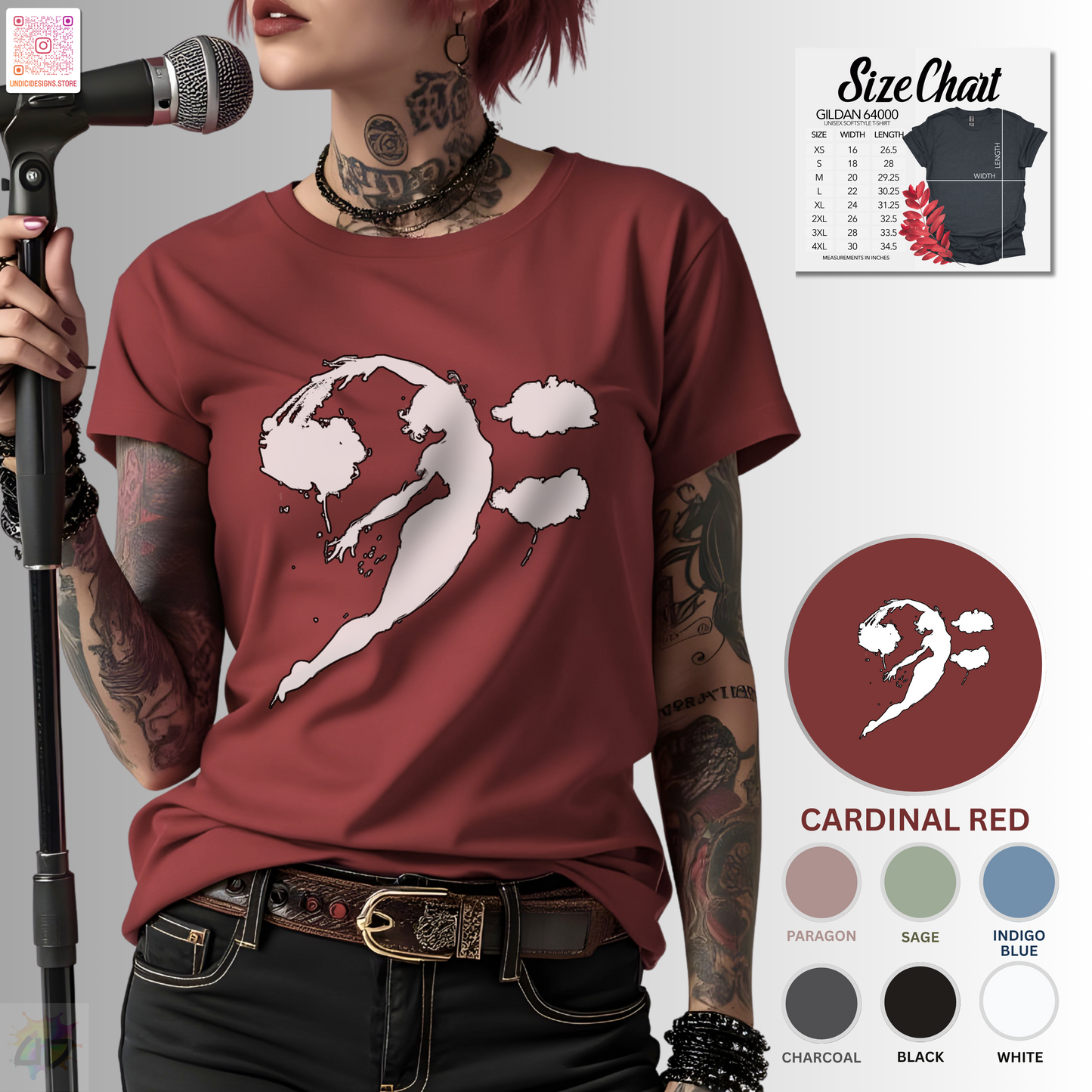 Bass clef in woman silhouette graphic tee.