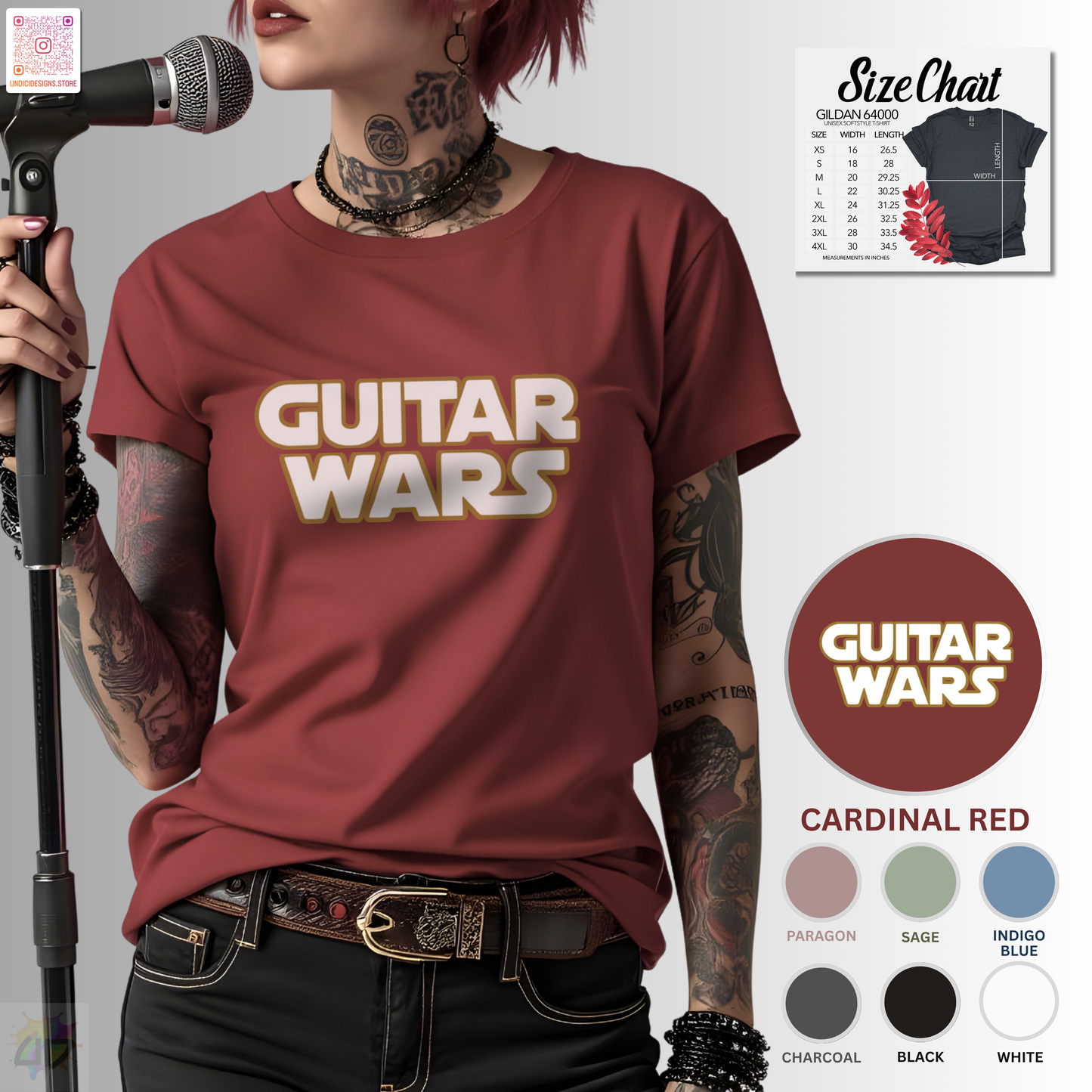 "Guitar Wars" graphic tee.
