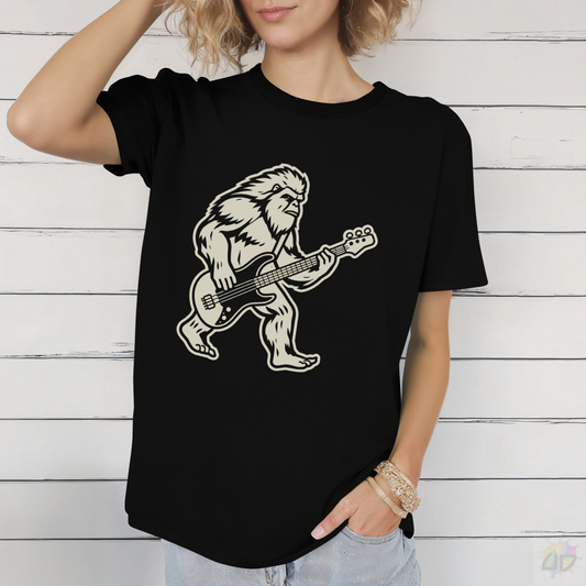 Yeti with Bass Guitar Graphic Tee.