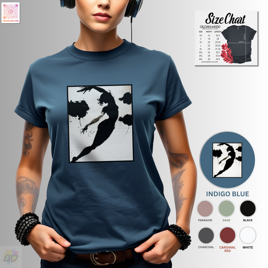Bass clef in woman's silhouette graphic on a white background tee.